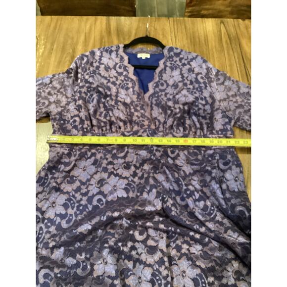 Kiyonna Mademoiselle Lace Cocktail Dress purple blue knee length Size 4 26 28 - Picture 6 of 9